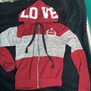 Red and grey ish jacket